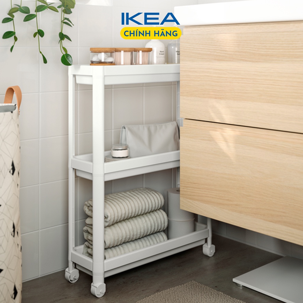 [HCM] KỆ IKEA CHÍNH HÃNG – VESKEN (3 TẦNG CÓ BÁNH XE)
