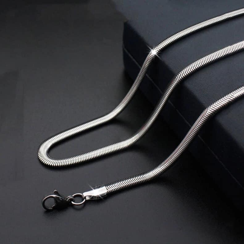 Dây chuyền nam titan da rắn dẹp bản to 4.5mm D19