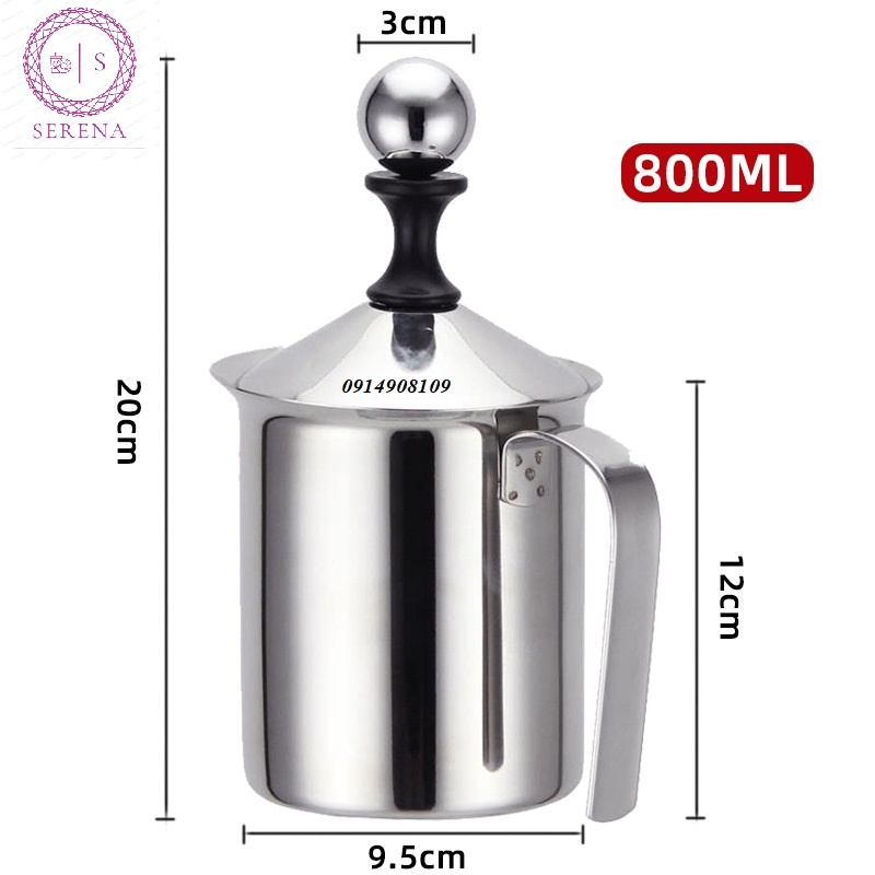 Ca inox - sục sữa lạnh tạo bọt 400ml - 800ml