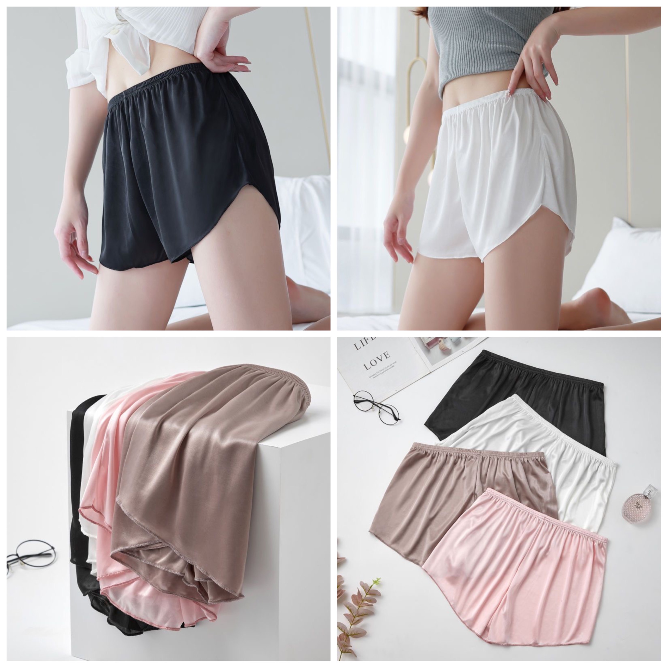 Thin and Cool Silk Shorts for Summer Wear, Soft and Smooth Sleepwear for Indoor Wear