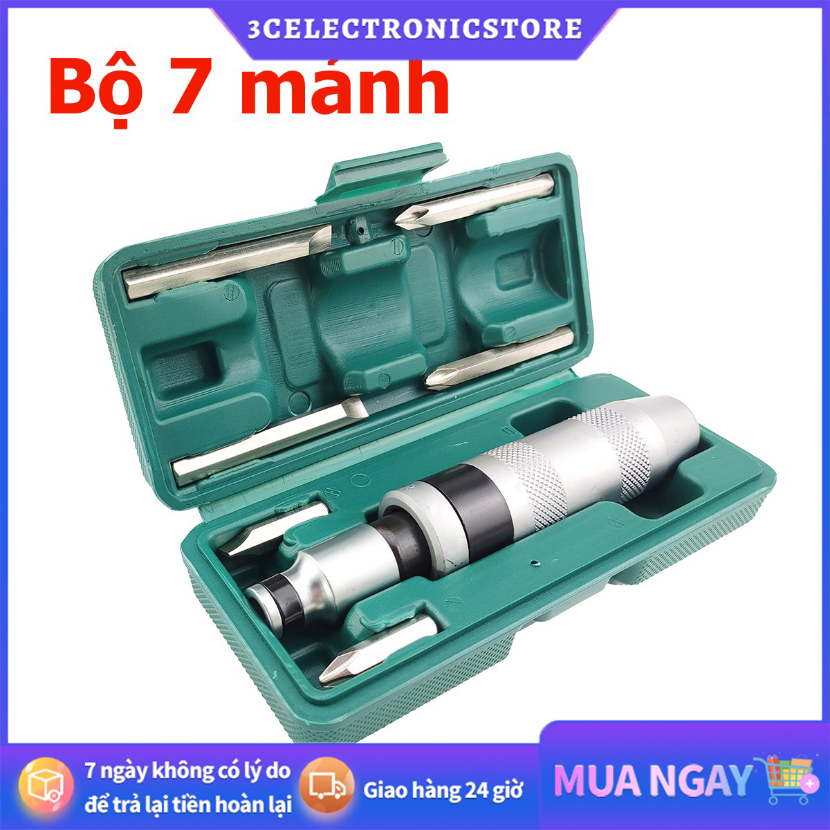 [FREESHIP🎁]Bộ tua vít đóng xoay chiều cao cấp 7 món