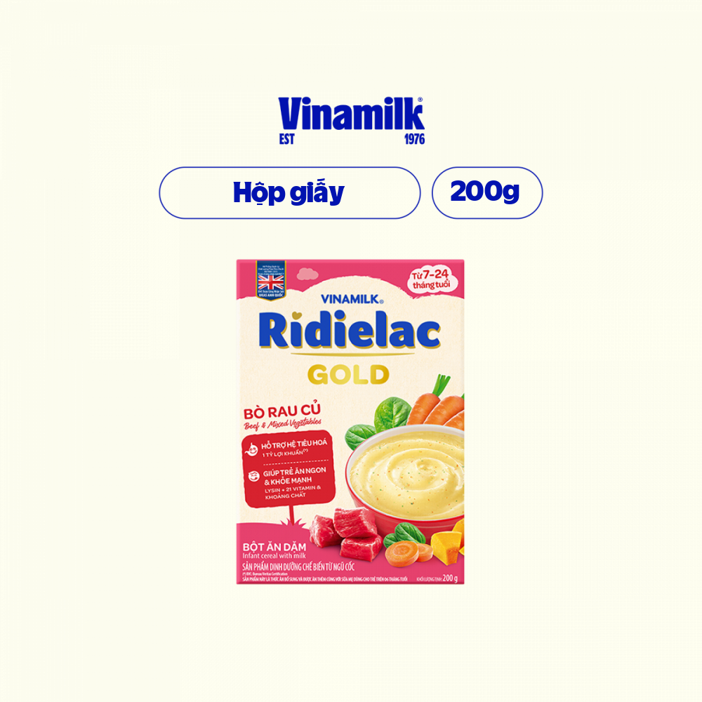 [Combo 6 Hộp] Bột Ăn Dặm RiDielac Gold Bò Rau Củ - Hộp Giấy 200g