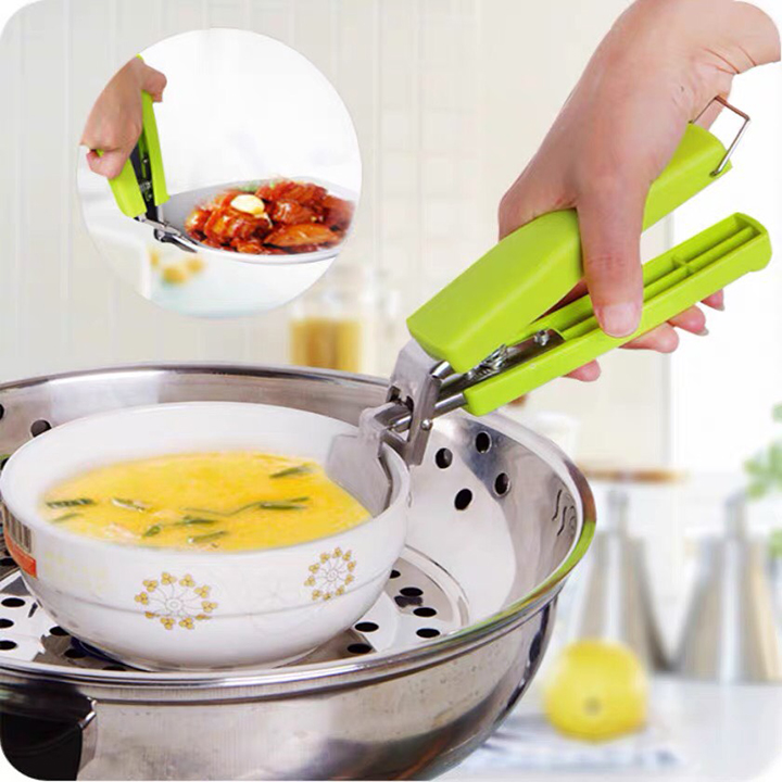 Combo 2 dụng cụ gắp đồ nóng trong bếp, kẹp gắp chén đĩa trong lò vi sóng, nồi hấp, dụng cụ gắp thức ăn nóng