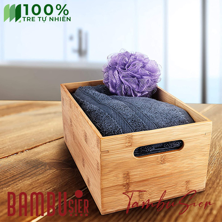 Khay gỗ tre đựng đồ đa năng có tay cầm