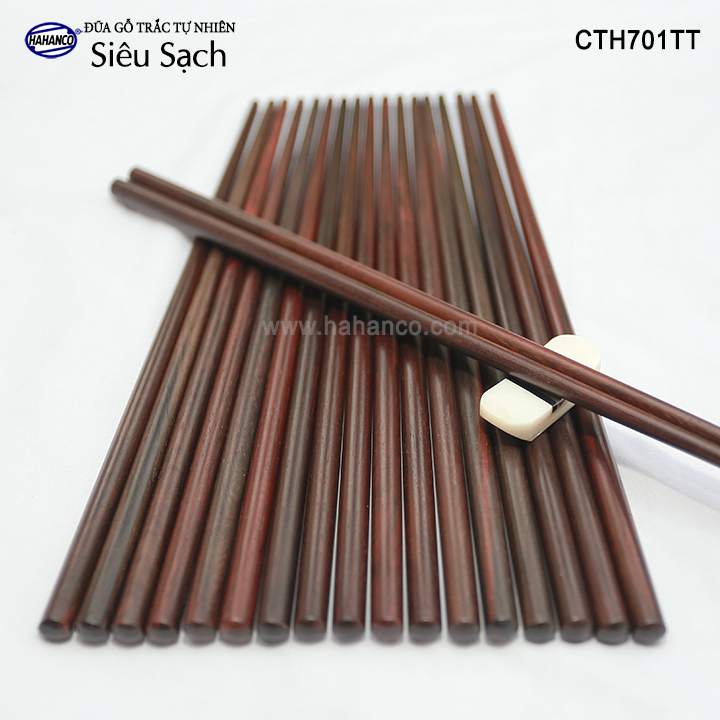 Đũa tròn gỗ Trắc Việt Nam Siêu sạch (10 đôi rất đẹp) gỗ Trắc tự nhiên vân đẹp- kháng khuẩn chống nấm mốc - CTH701TT - Chopstick of HAHANCO