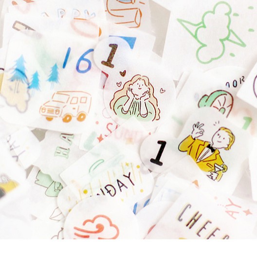 Gói Sticker dán Số ngày trang trí 45 miếng/set