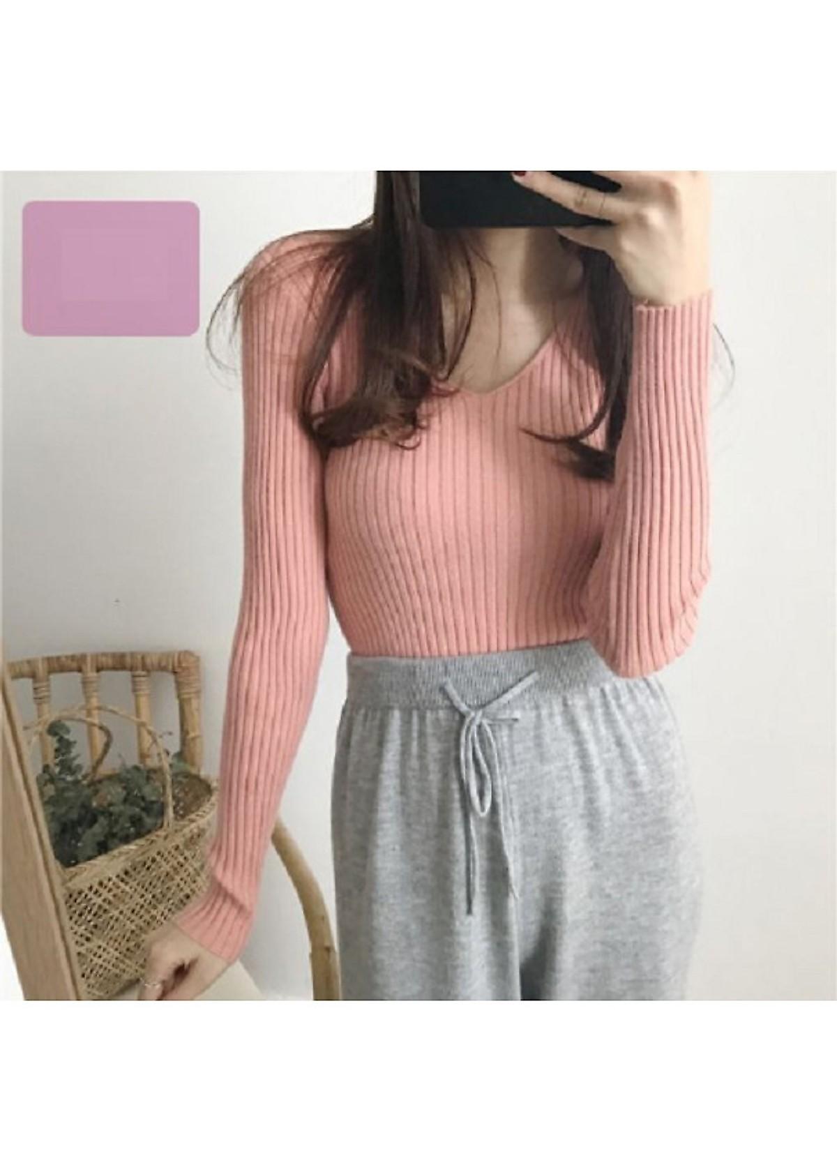 Áo len đũa cổ tim mềm, ấm