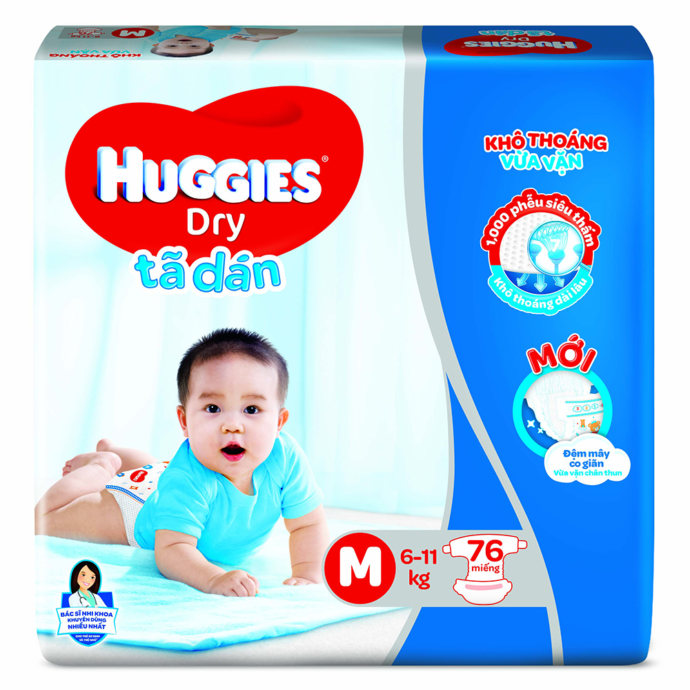 [HCM]Tã dán Huggies size M 76 miếng (cho bé 6-11kg)