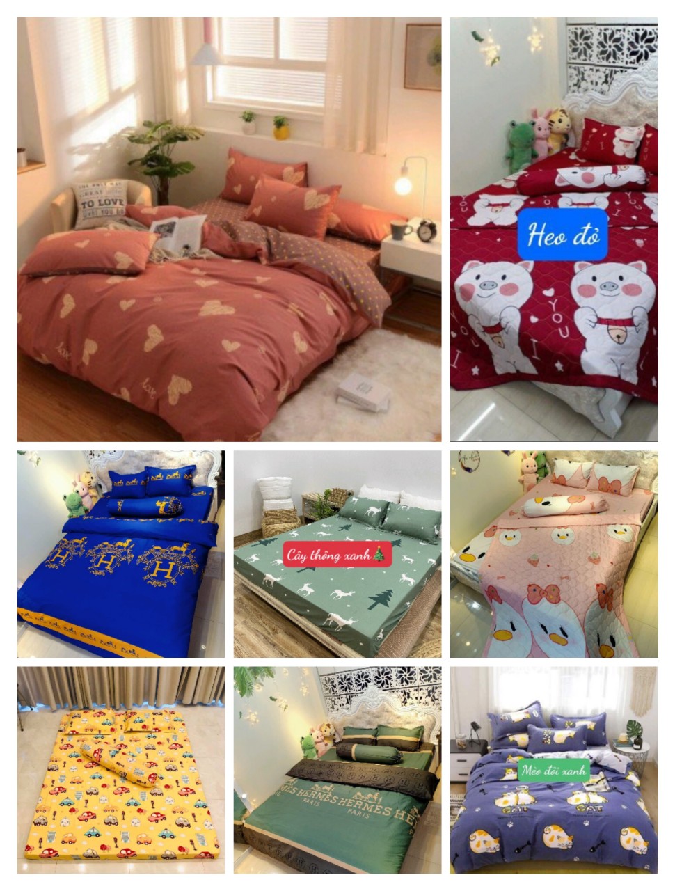 Bộ ga gối Drap 1m4 Cotton Poly Vikona mã 07