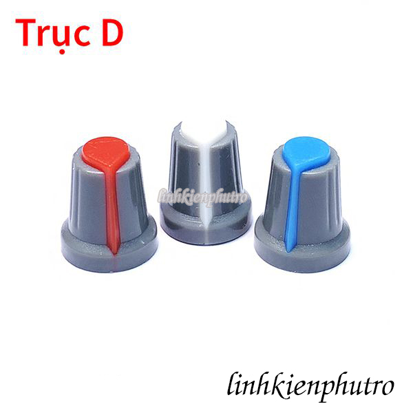 Combo 10 cái núm chiết áp nón 6mm thân xám - trục d