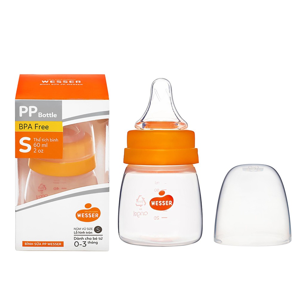[HÀNG CHUẨN] BÌNH SỮA WESSER CỔ HẸP 60ML/140ML/250ML MẪU MỚI NHẤT (NSX MỚI)