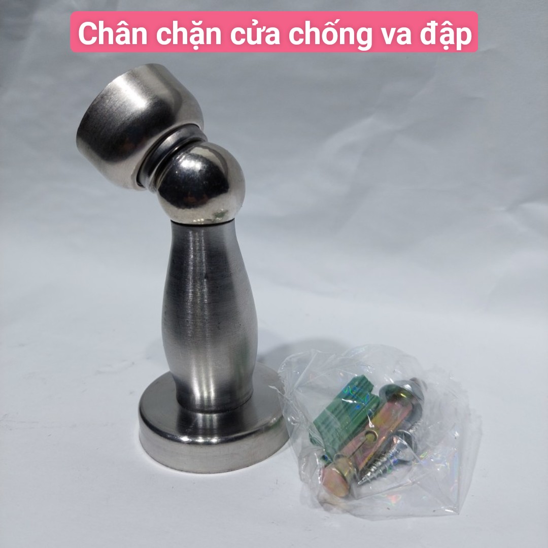 Chân chặn cửa chống va đập, có cục hít nam châm, Hít Cửa Inox Hút Chân Không Chống Va Đập, chặn cửa kèm vít tắc kê chắc chắn