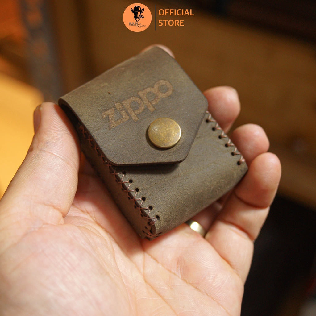 Bao da Siêu bền Zippo Da bò thật Màu Nâu Đất - RAM Leather