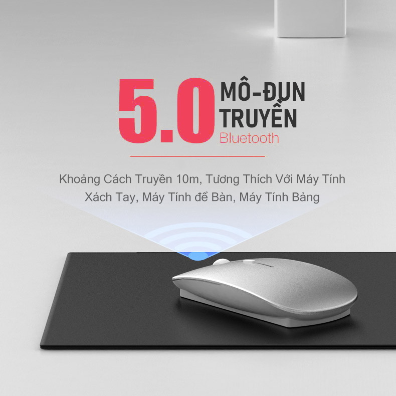 Chuột Bluetooth Không Dây Siêu Mỏng Không Gây Tiếng Ồn 800-1600dpi Cho Laptop, Máy Tính, Máy Tính Bảng, Điện Thoại