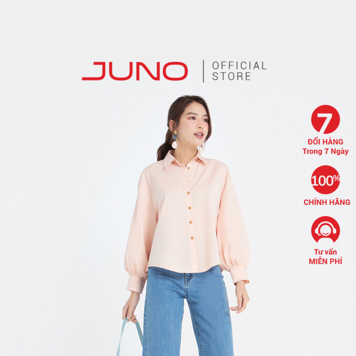 Áo Sơ Mi Nữ Thời Trang JUNO Tay Phồng JNASM013