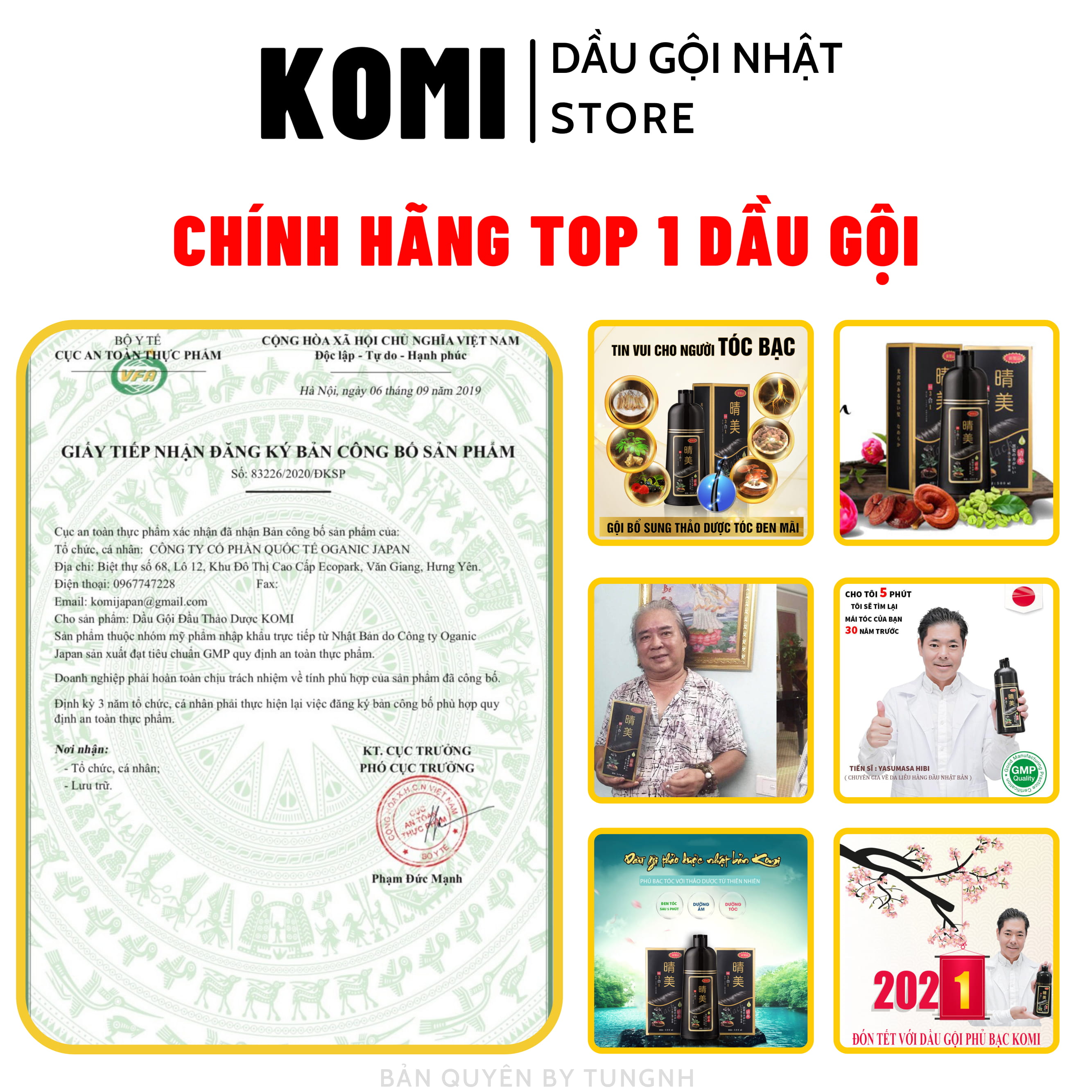[CHÍNH HÃNG] KOMI -  DẦU GỘI NHUỘM THẢO DƯỢC ĐEN TÓC - 500ML