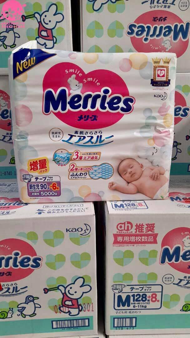 Bỉm dán merris nhật nội địa cộng miếng