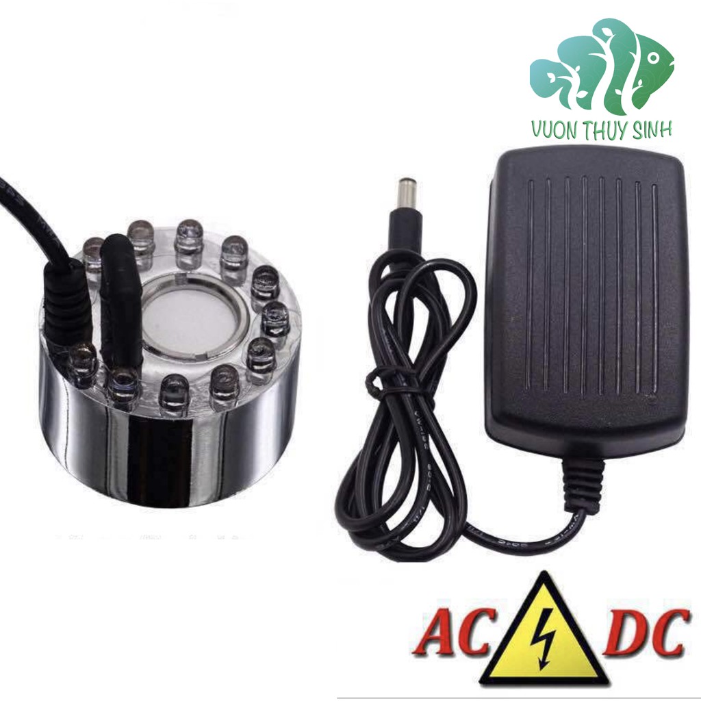 Máy tạo khói bể cá mini phun sương, đèn led đổi màu bằng kim loại chống rỉ trang trí tiểu cảnh, hòn non bộ, thủy sinh