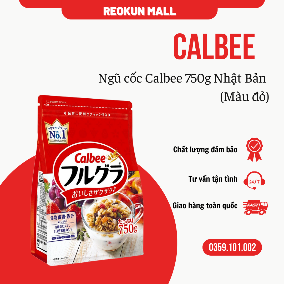 [HCM]Ngũ cốc Calbee đỏ ăn kiêng 750g mẫu mới