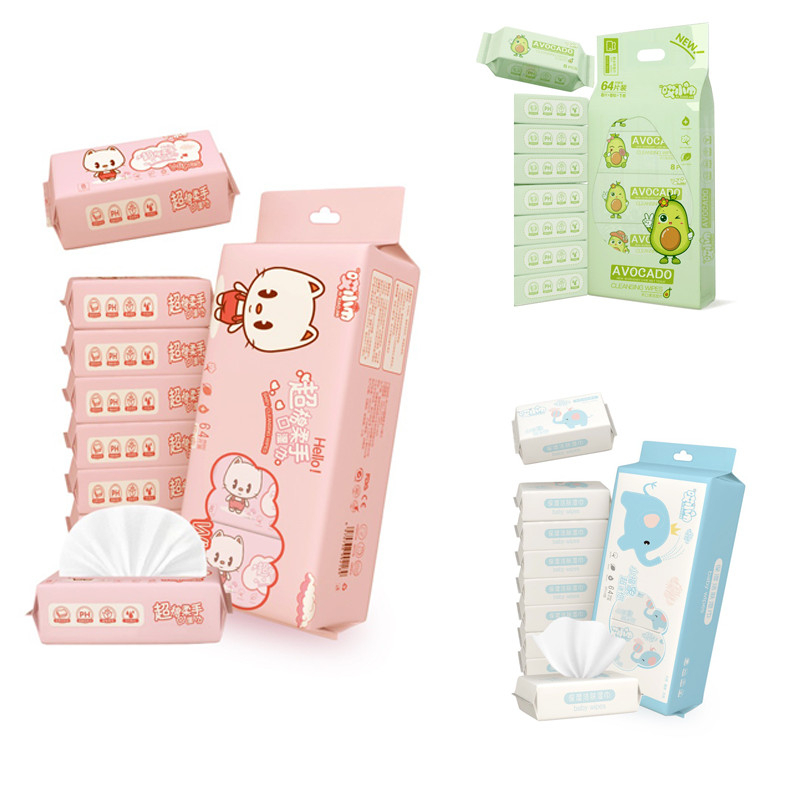 Set 8 gói khăn giấy uớt mini bỏ túi tiện lợi (túi 64 tờ)