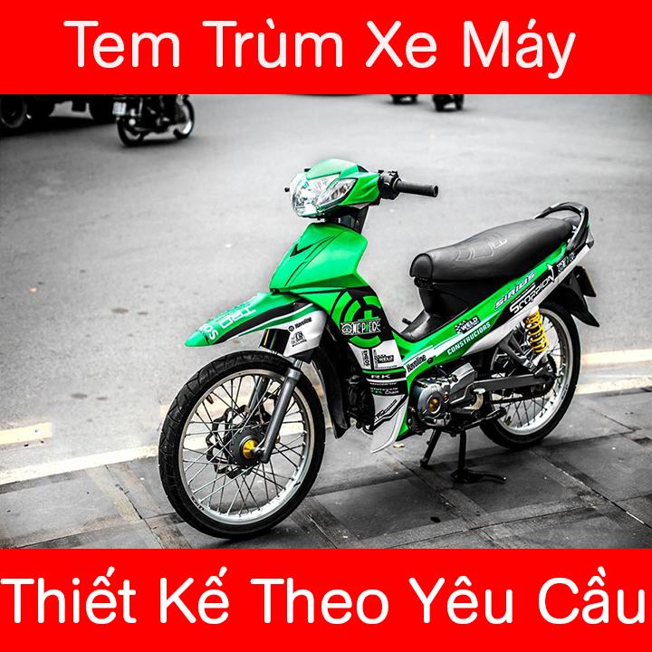 Tem trùm xe sirius xanh lá cây độ đẹp - Tem xe máy sirius xanh lá cây thiết kế theo yêu cầu - tem trùm xe sirius đẹp, rẻ chất