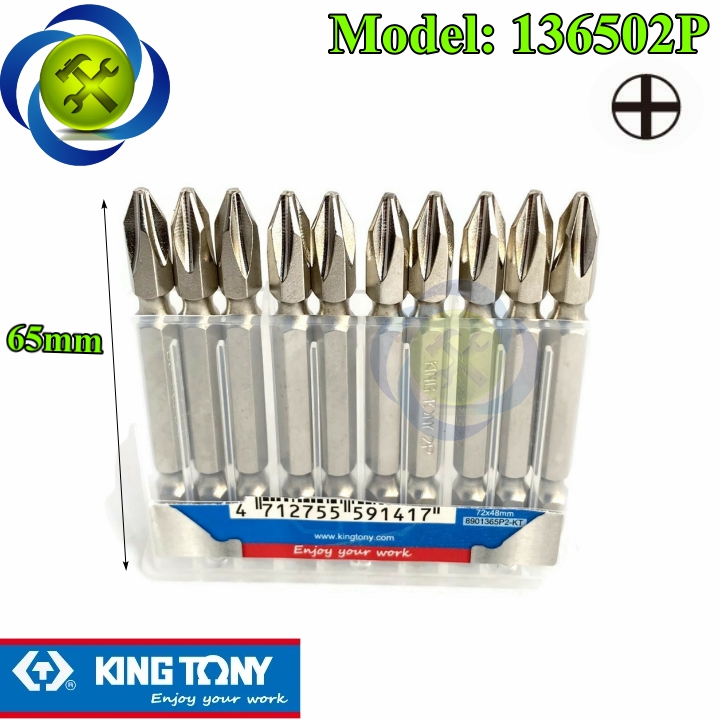 [HCM]Mũi vít hai đầu bake PH2 Kingtony 136502P dài 65mm (10 cây/vỉ)