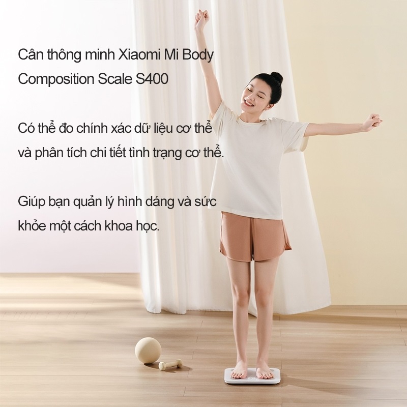 Cân Điện Tử Thông Minh Xiaomi Mijia S400 - MJTZC01YM, đo lượng mỡ và nhiều chỉ số khác của cơ thể, kếp nối app trên điện thoại