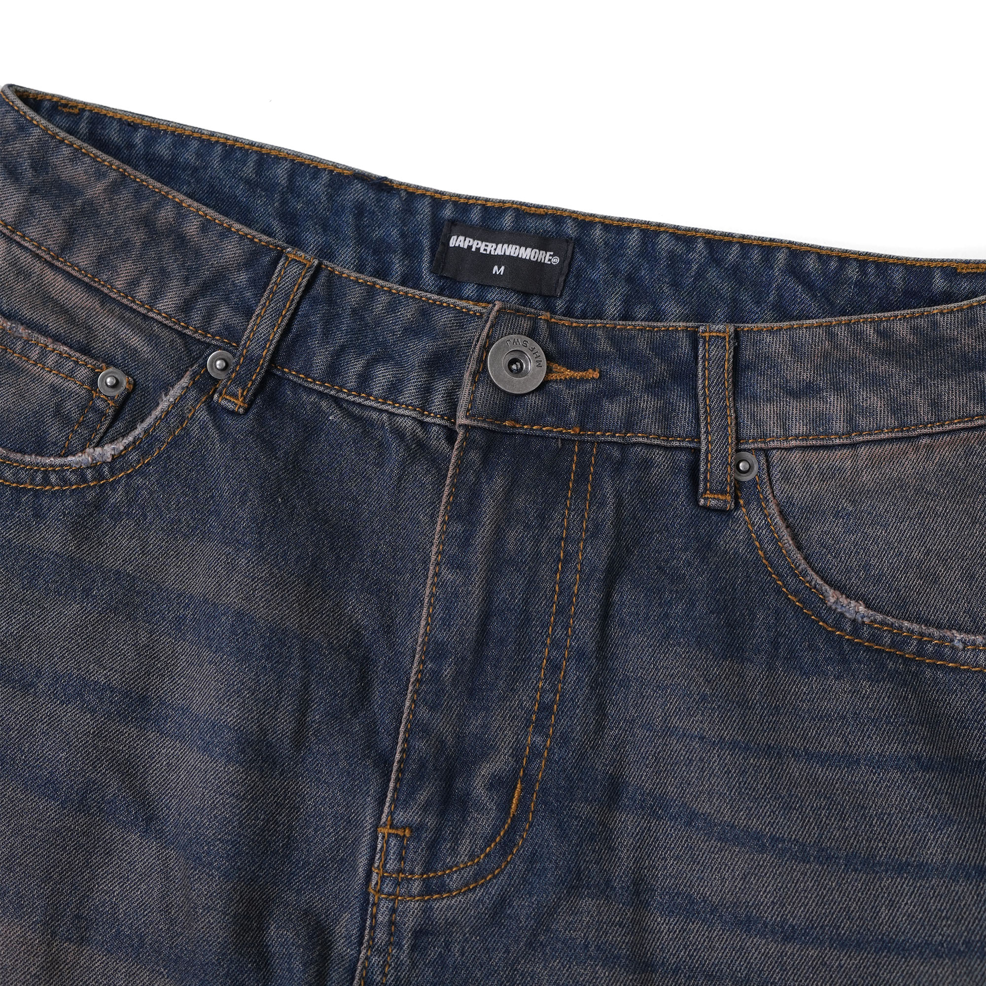 Quần Short Jeans DAPPERANDMORE Washed Denim Form Lửng - Xanh Đậm