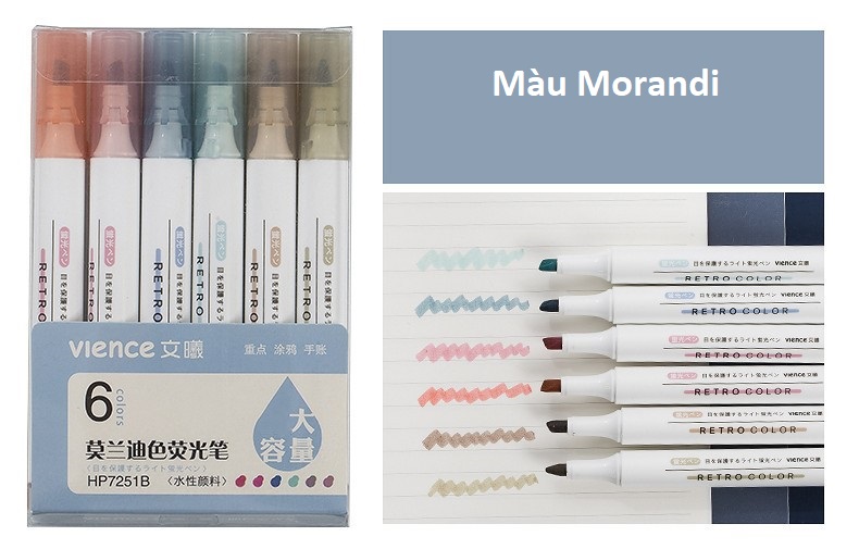 Bộ 6 cây bút highlight - dạ quang - nhiều màu sắc
