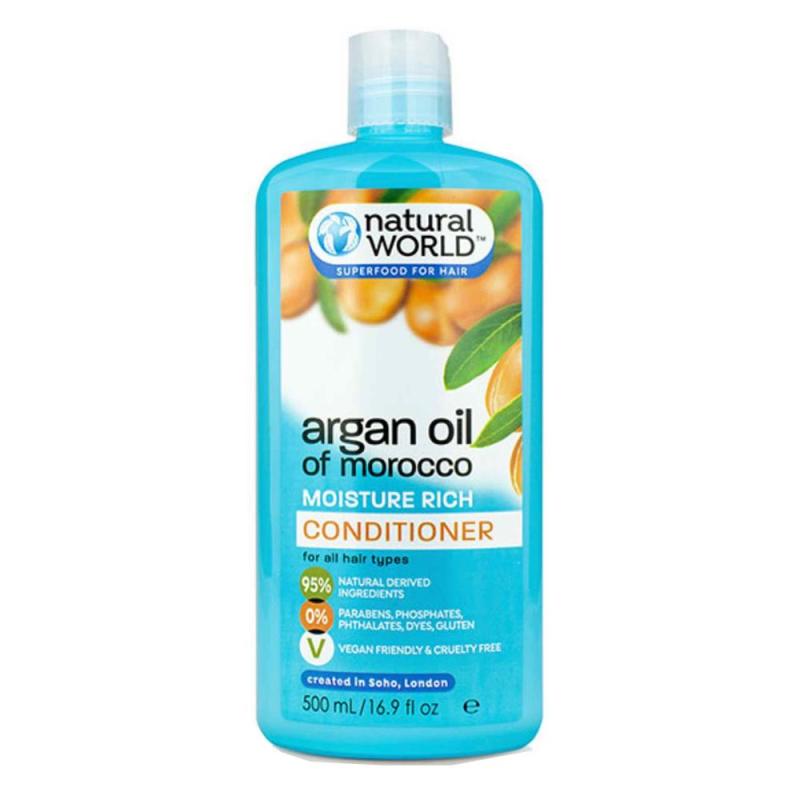 Dầu xả dưỡng tóc Natural World Argan UK 500ml cao cấp