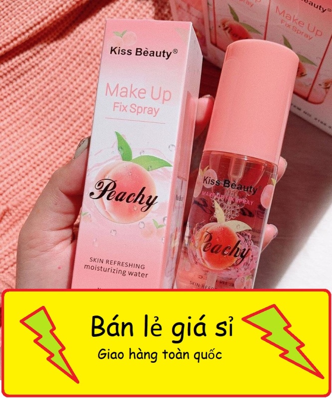 [CHUYÊN SỈ] CHAI NƯỚC TẨY TRANG KISS BEAUTY TRÁI ĐÀO-Tẩy trang trái đào kiss beauty makeup fix spray cao cấp