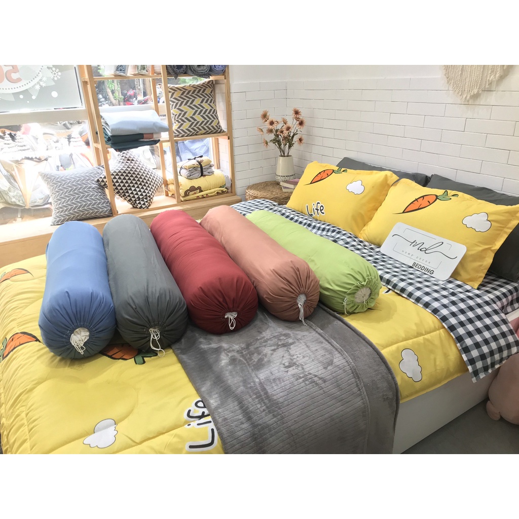 Vỏ gối ôm Cotton Tici trơn kích thước 35x100cm