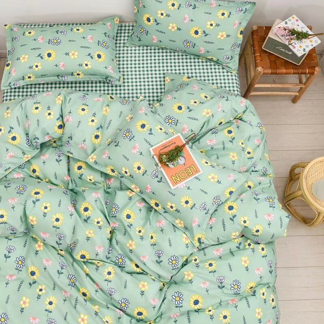 Bộ Chăn Ga Gối Hoa Cúc Vàng Trắng Cotton Poly Bộ Chăn Ga Gối Cao Cấp Nhập Khẩu 5 Món, 4 Món Sản Phẩm Chăn Ga Gối Nệm Dùng 4 Mùa