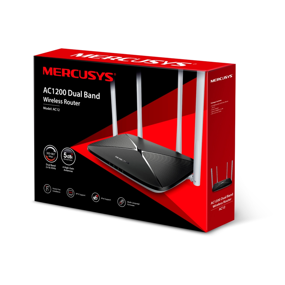 Router Wifi Băng Tầng Kép AC1200 Mercusys AC12