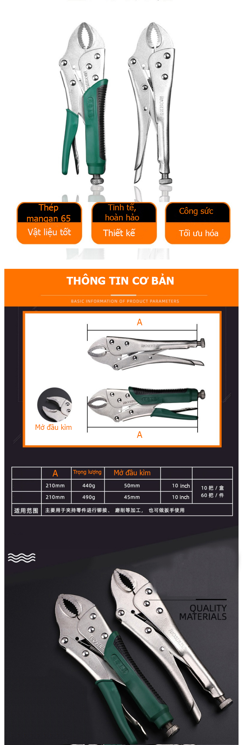 Kìm bấm chết miệng tròn 10inch Tuosen