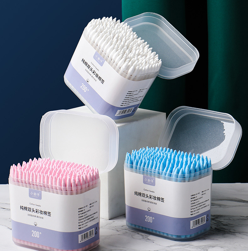 Hộp 200 tăm bông 2 đầu vệ sinh tai, mũi - kháng khuẩn, mềm mịn