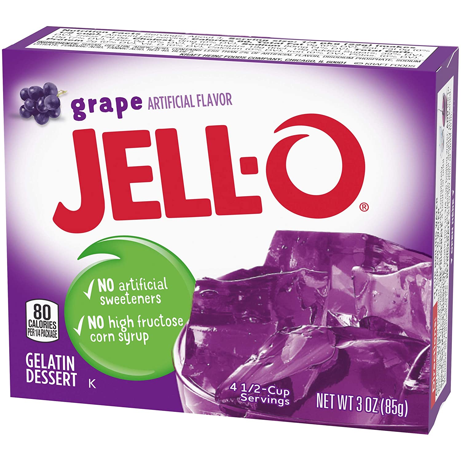 Bột rau câu - gelatin vị nho jell-o gelatin mix, grape, 85g
