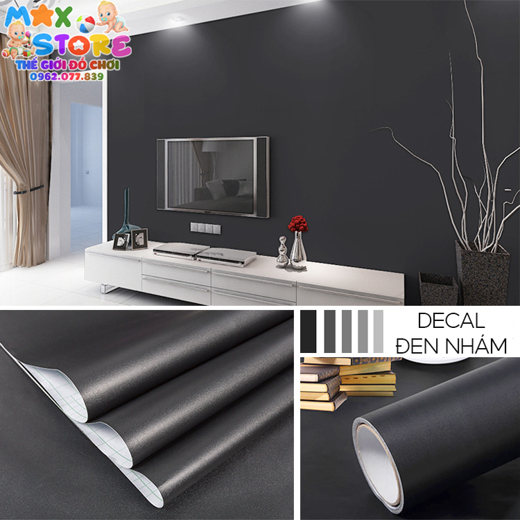 Decal Đen Nhám, Decan Sần Giấy Dán Màu Đen, Dán Bàn, Tủ