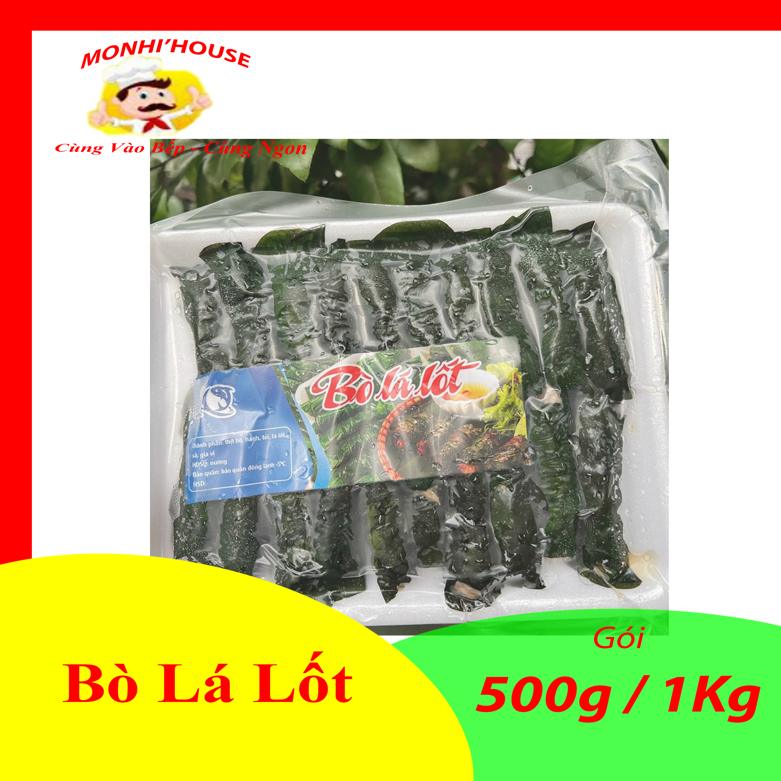 Bò cuộn lá lốt đóng khay (18-20 cuộn) thơm, ngon