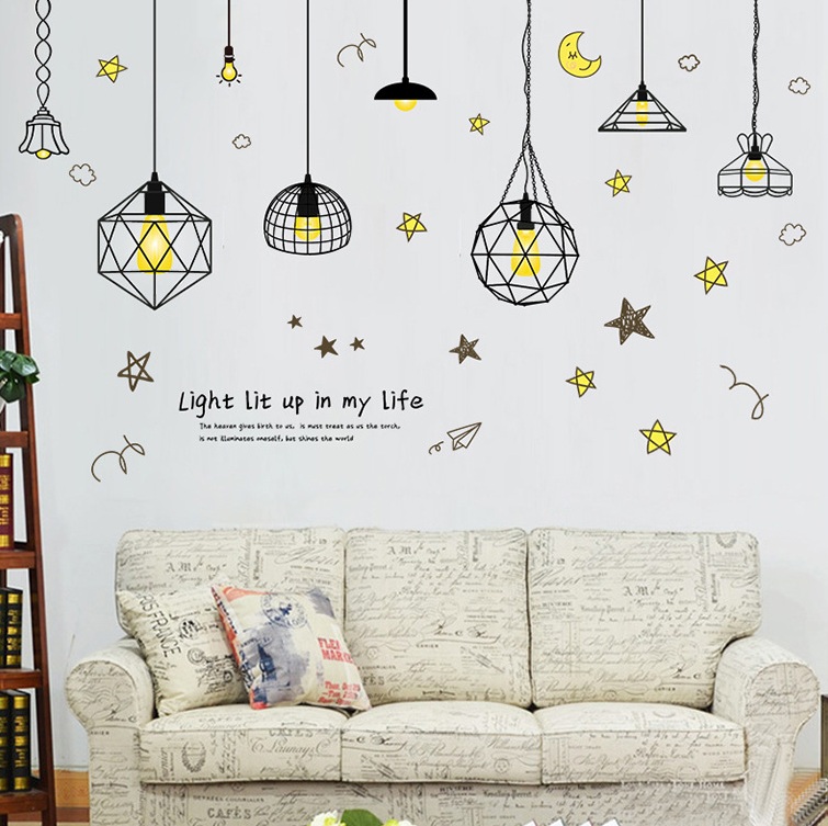 Decal dán tường Đèn trăng vàng