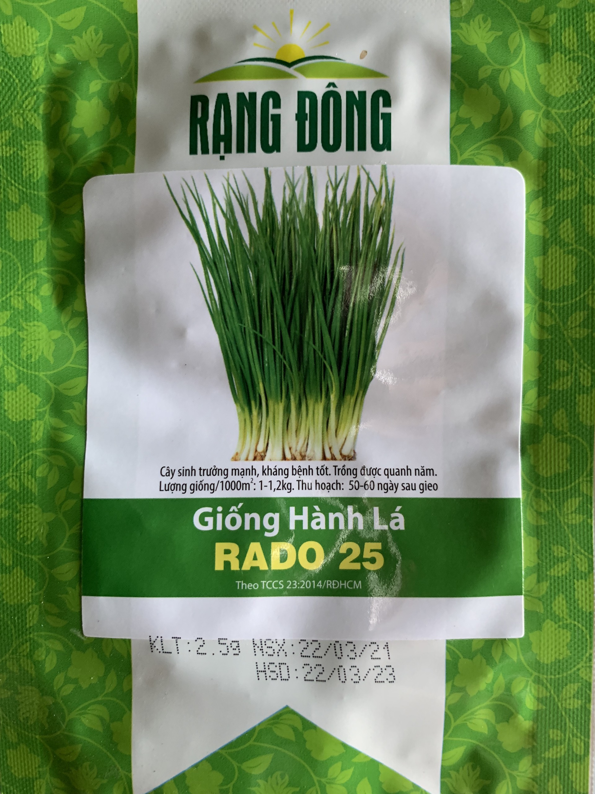 Hạt giống hành lá gói 2.5gr - rado 25