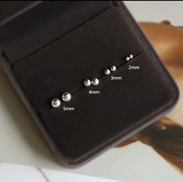 Khuyên tai bạc Tlee, Bông tai bi minidot basic - TleeJewelry B0207