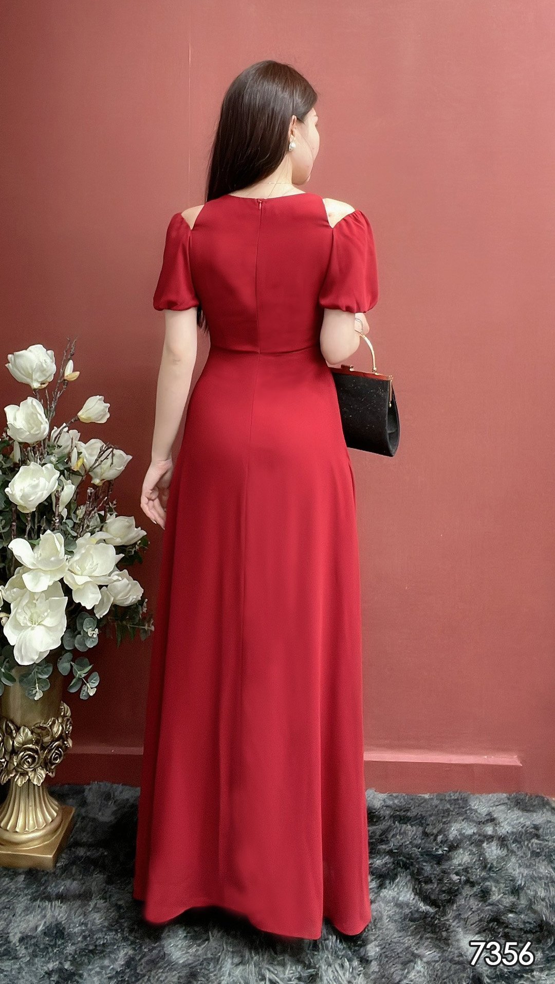 Đầm EMY EM7356 Dạ Hội Đỏ Cổ Cách Điệu