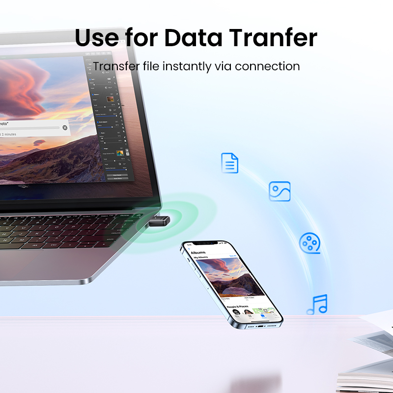 【BT5.3】UGREEN Bluetooth 5.3 Adapter PC USB Bluetooth 5.0 Receiver Dongle for Mouse Keyboard Printer Speaker Support Windows 11/10/8.1