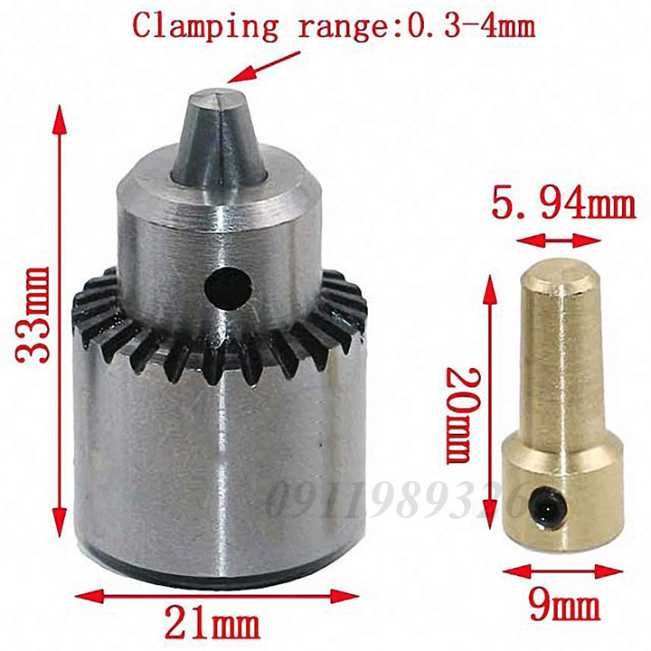[HCM]Đầu kẹp mũi khoan mini 0.3-4mm cho mô tơ trục 3.17mm