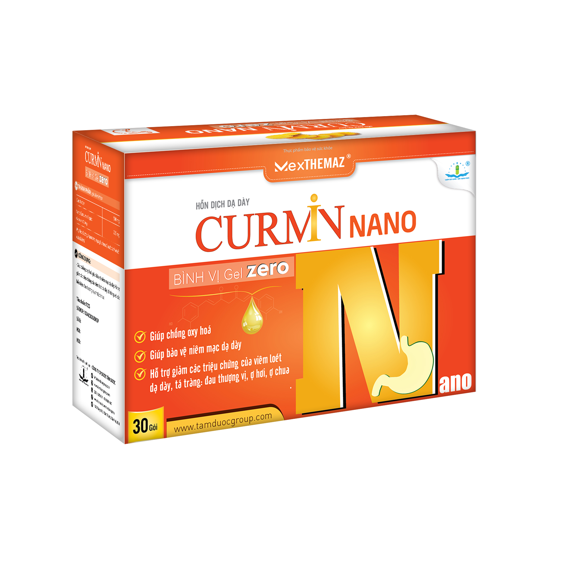 Hỗn Dịch Dạ Dày Curmin Nano Bình Vị Gel Zero (Cho người tiểu đường) (hộp 30 gói)