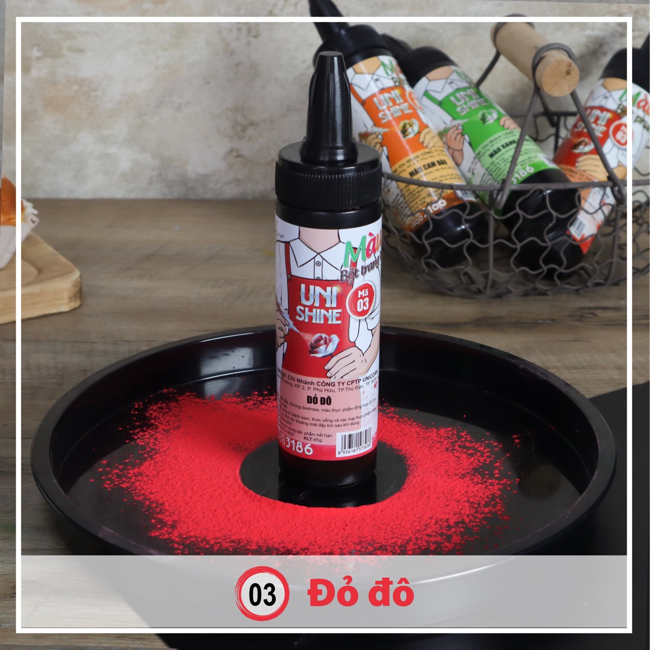 Màu Bột Phun Thực Phẩm 45g Đỏ đô (Flour food color Red) - MS03 - Unicorn Color