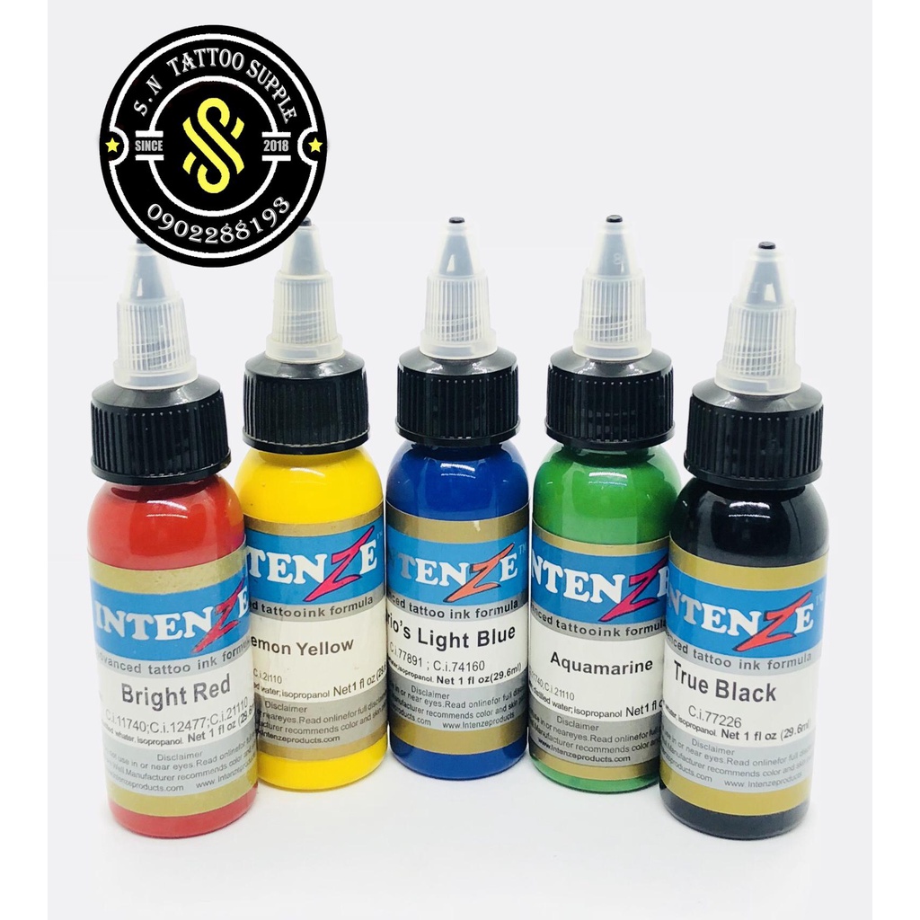 Combo 5 mực màu intenz mực màu xăm hình các tông cơ bản 30ml.