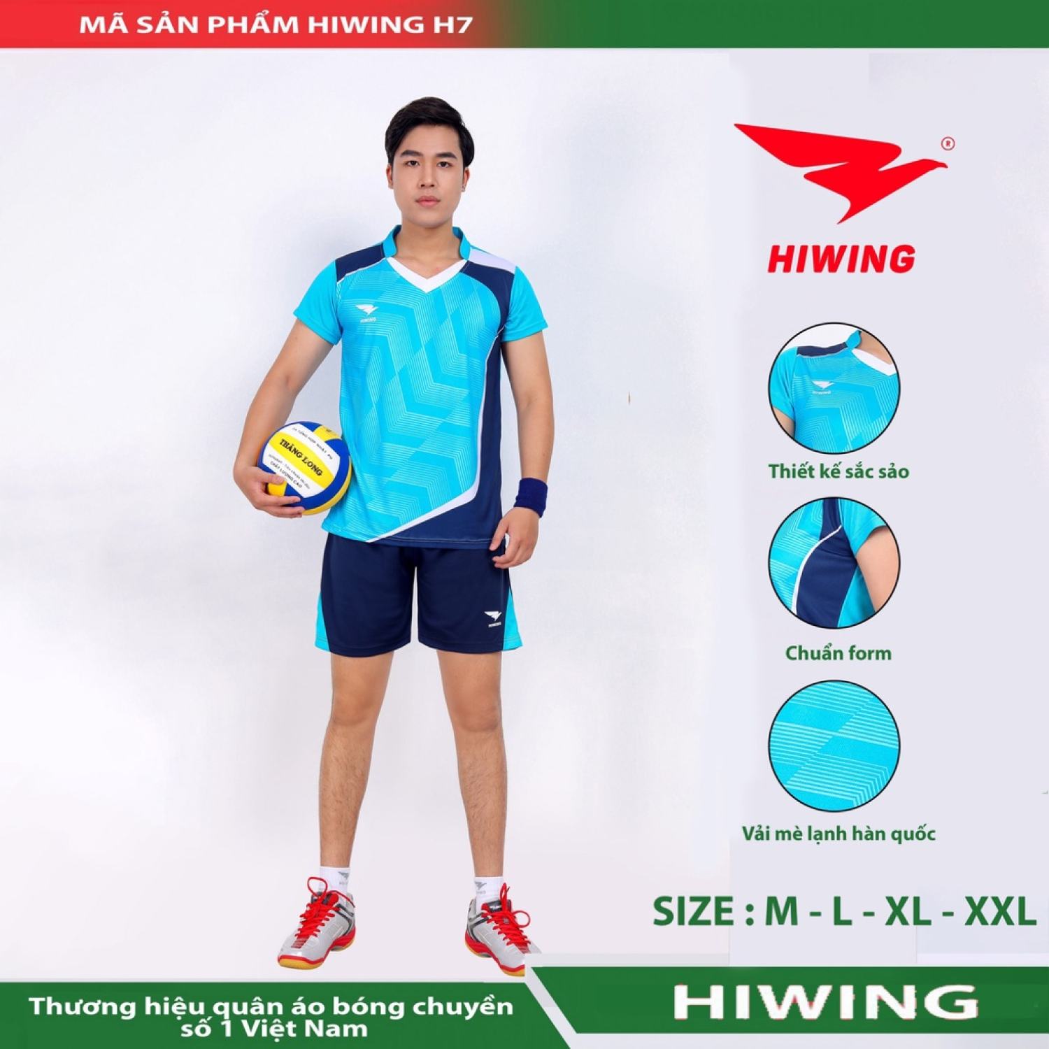 Quần áo bóng chuyền thương hiệu Hiwing H7 Nam vải mềm , mát