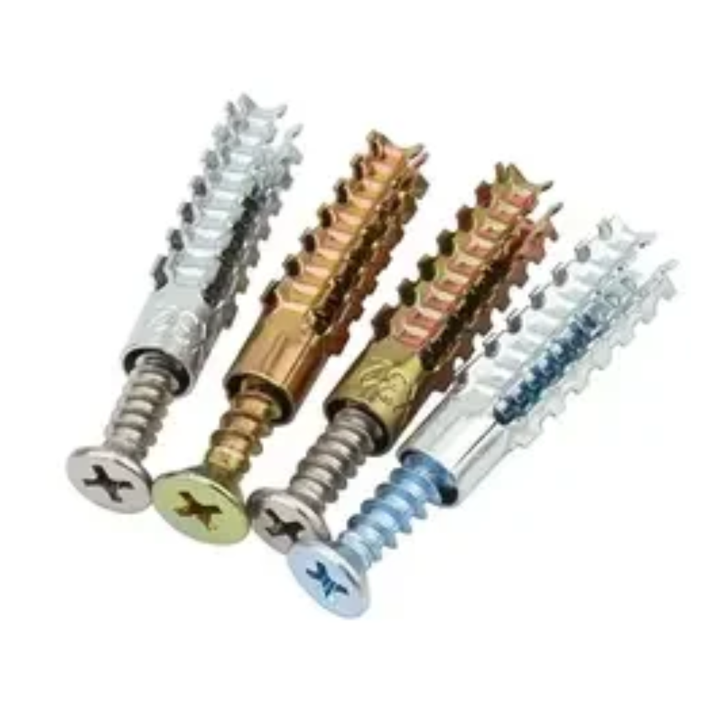 Hộp 50 bộ vít nở sắt răng cưa xi kẽm ( tắc kê nở sắt / Vít nở đóng tường )